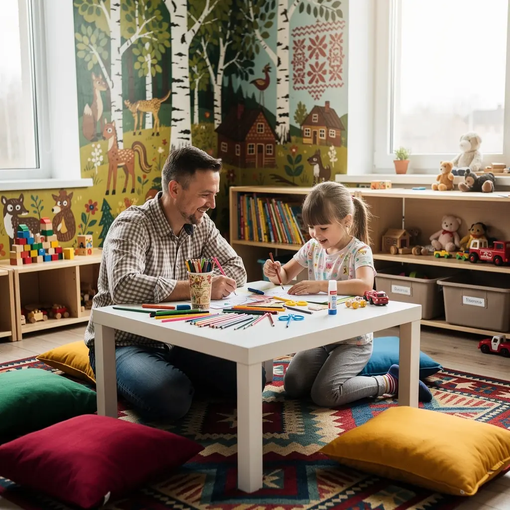 Kodu sisekujundus, avar elutuba, mugavad istumisalad ja soe valgus.